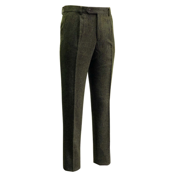 SORTIE - Herringbone Wool Suit Pants (Khaki)