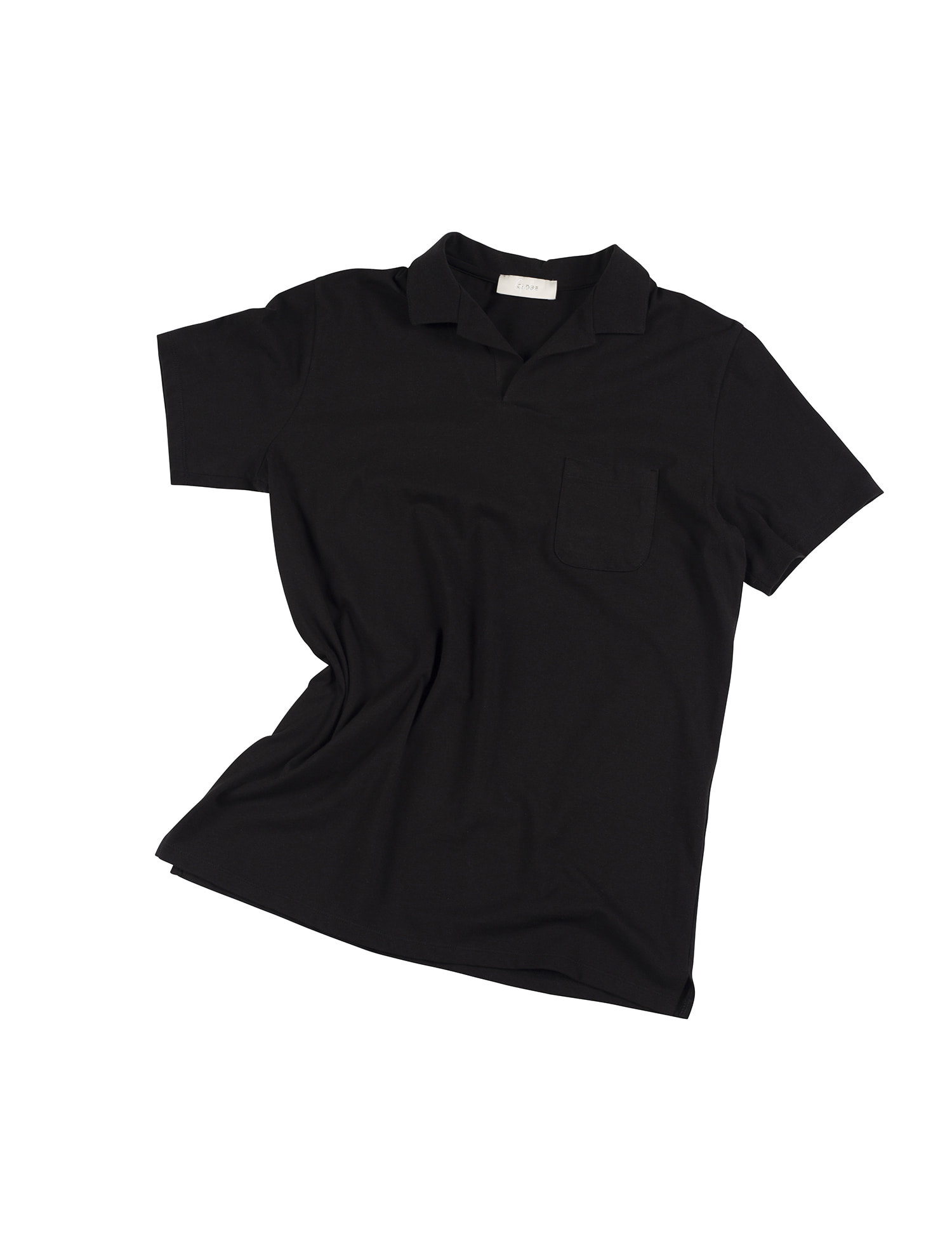 [올드비]  GENTLE Open Collar Polo Shirts - Black