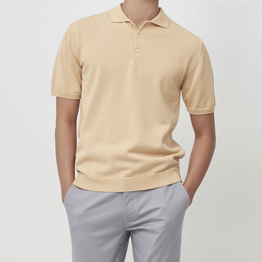 [매너앤대퍼] Cotton-Blend Polo Shirt Yellow