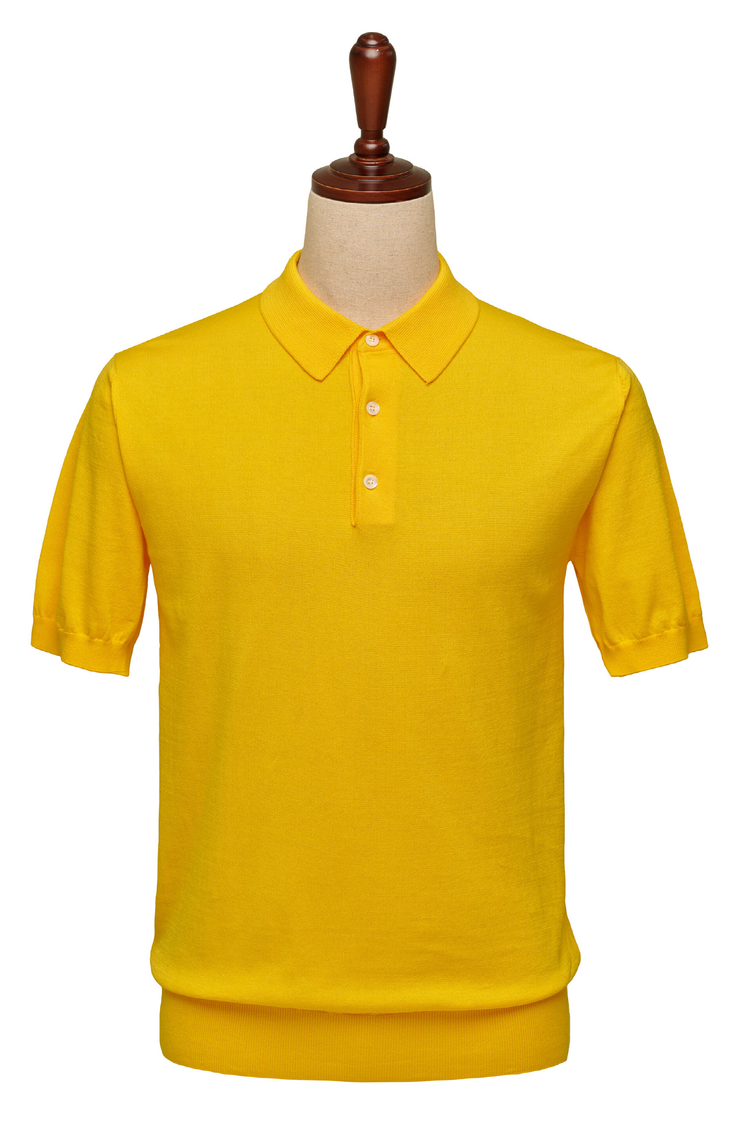 [이너프] Short sleeve collar knit - Yellow (Supima Cotton 100%)