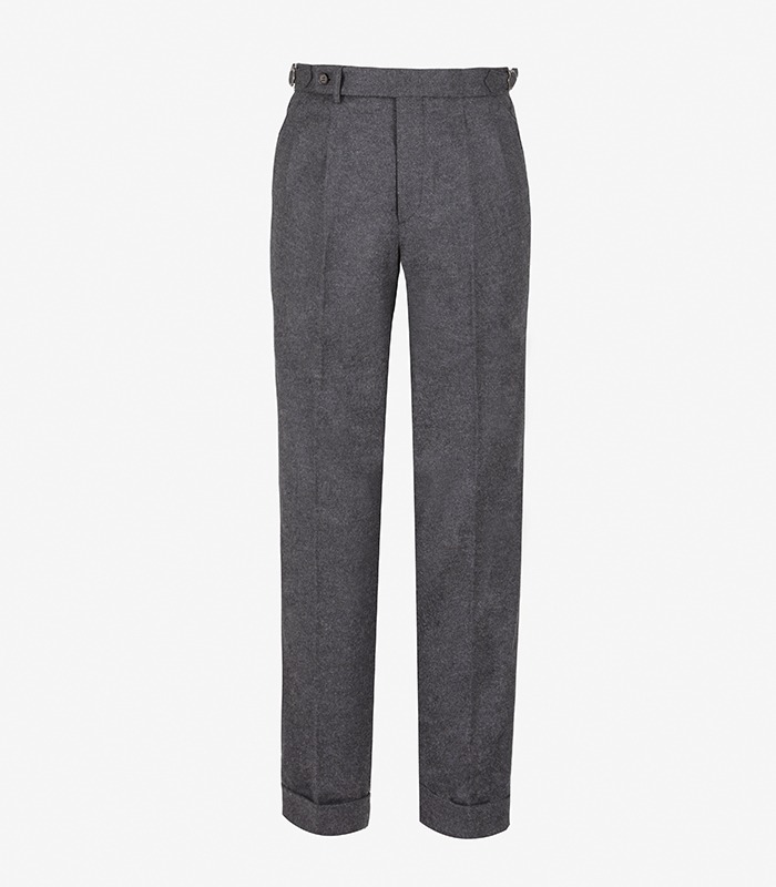 [메버릭] Beltless 2 Pleats Trousers _ Grey (Fabric by Japanese Wool)
