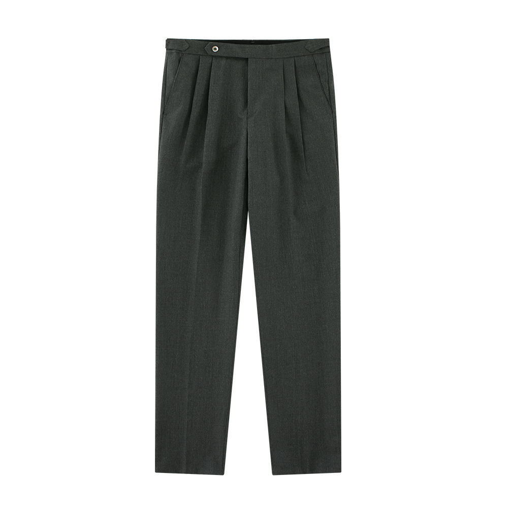 [벨리프] 23SS Wool soft two tuck adjust pants (CHACOAL)