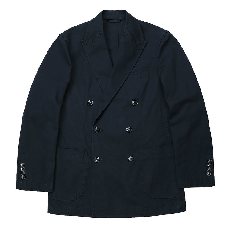 [솔티] 6B Washed Cotton Double Breasted Jacket (Dark Navy)