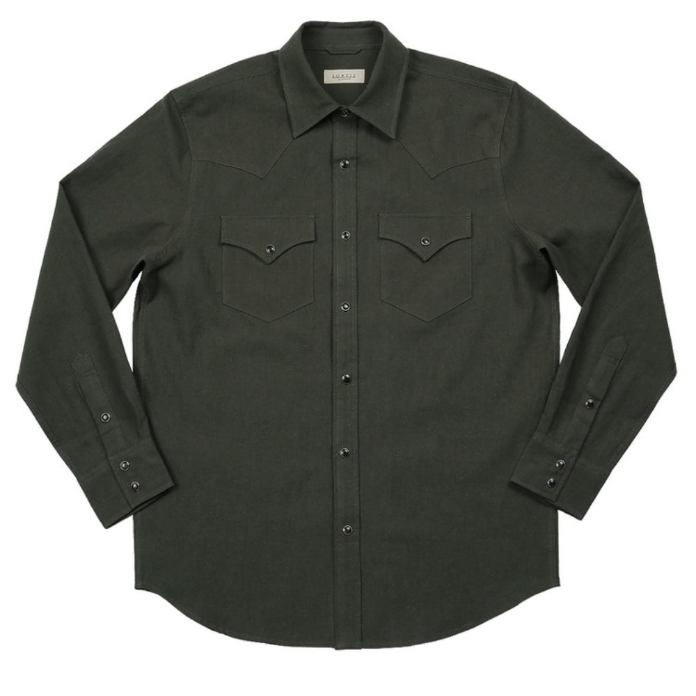 [솔티]  035 Linen Western Shirts (Charcoal)