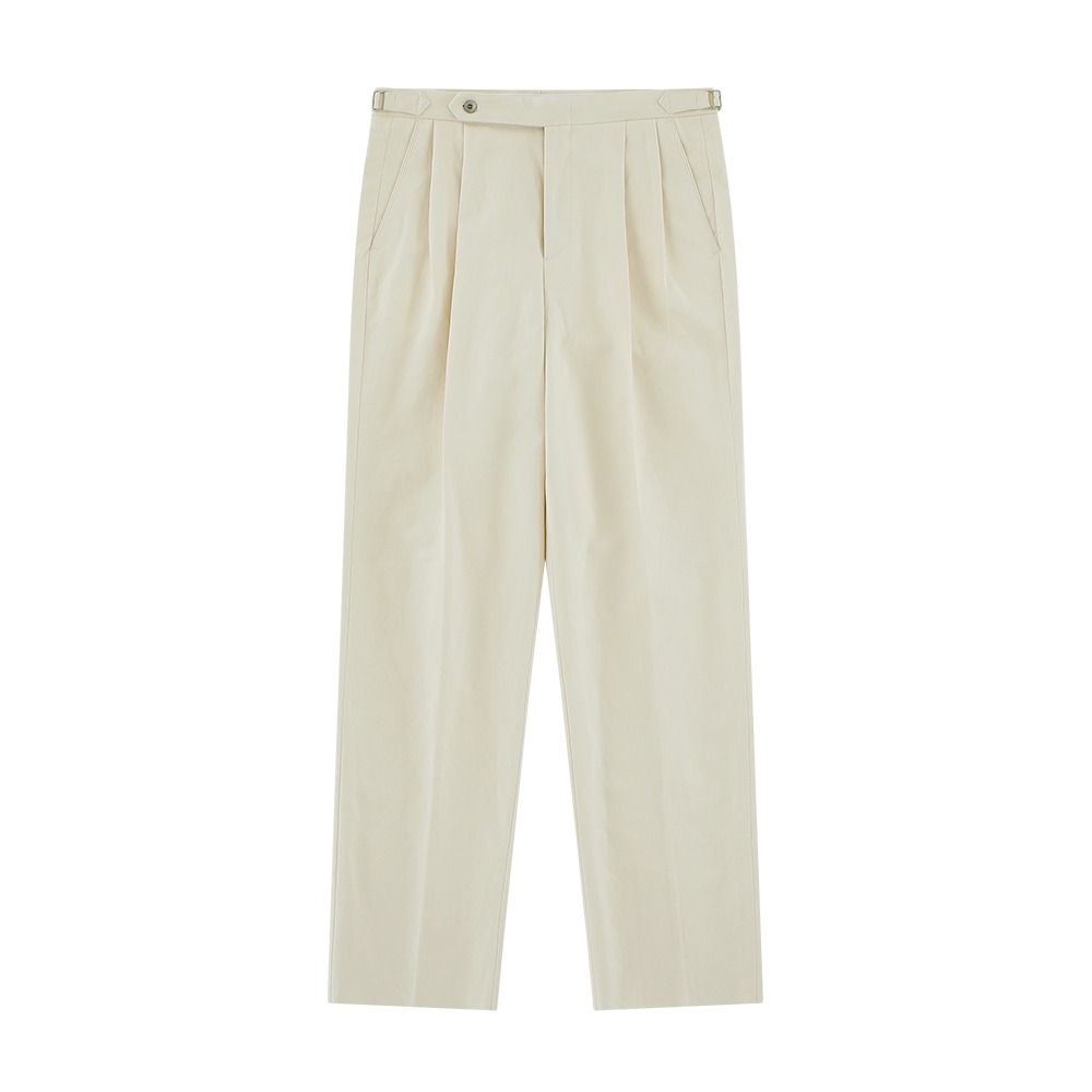 벨리프 -  Linen / Cotton Twill adjust 2Pleats relaxed Trousers (Ecru)