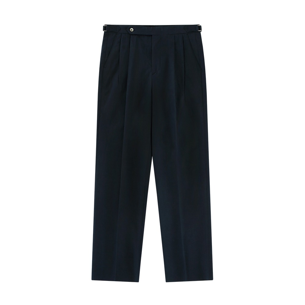 벨리프 -  Linen / Cotton Twill adjust 2Pleats relaxed Trousers (Navy)
