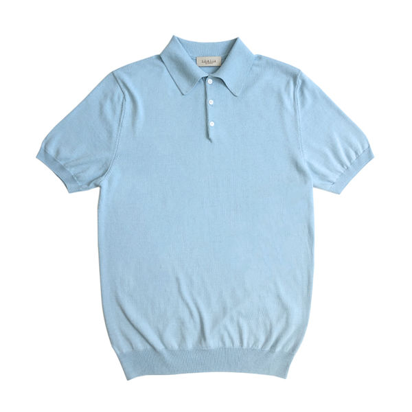 솔티 - 14gg Silk Cotton Half Polo Knit (Sky blue)