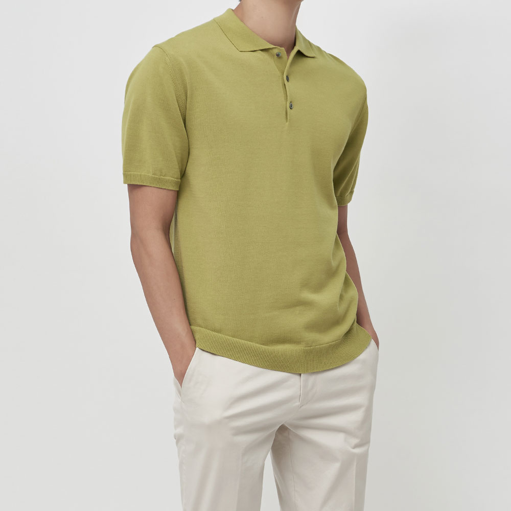 [매너앤대퍼] Cotton-Blend Polo Shirt Lime
