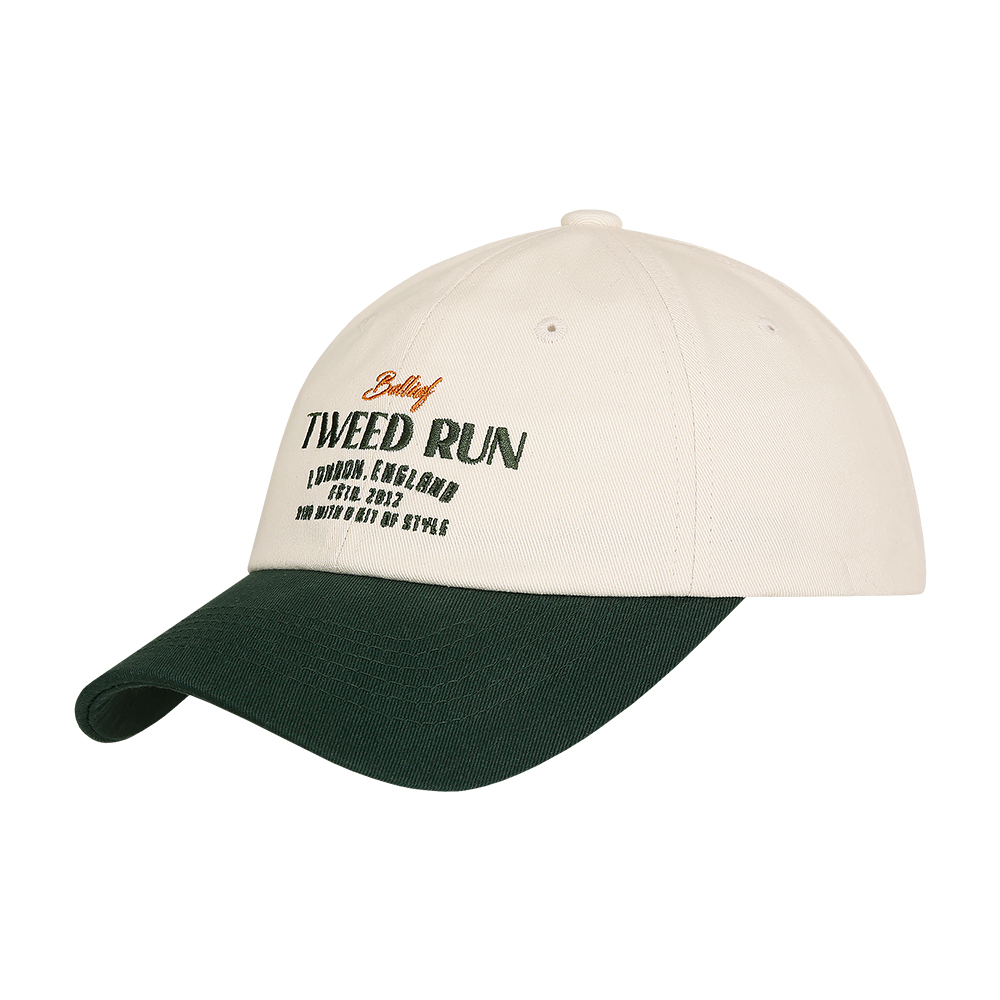 [벨리프]  TWEED RUN Logo  COLOR BLOCK Ball Cap (green/Ivory)